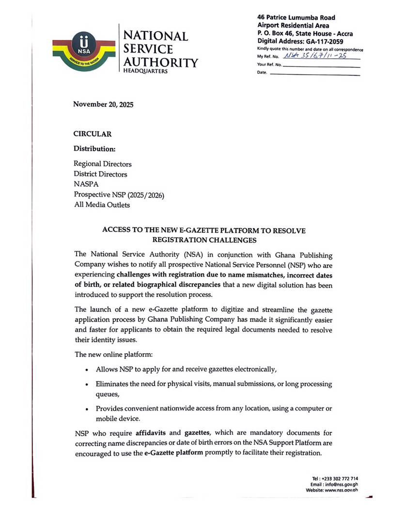 UEW SRC National Service Notice